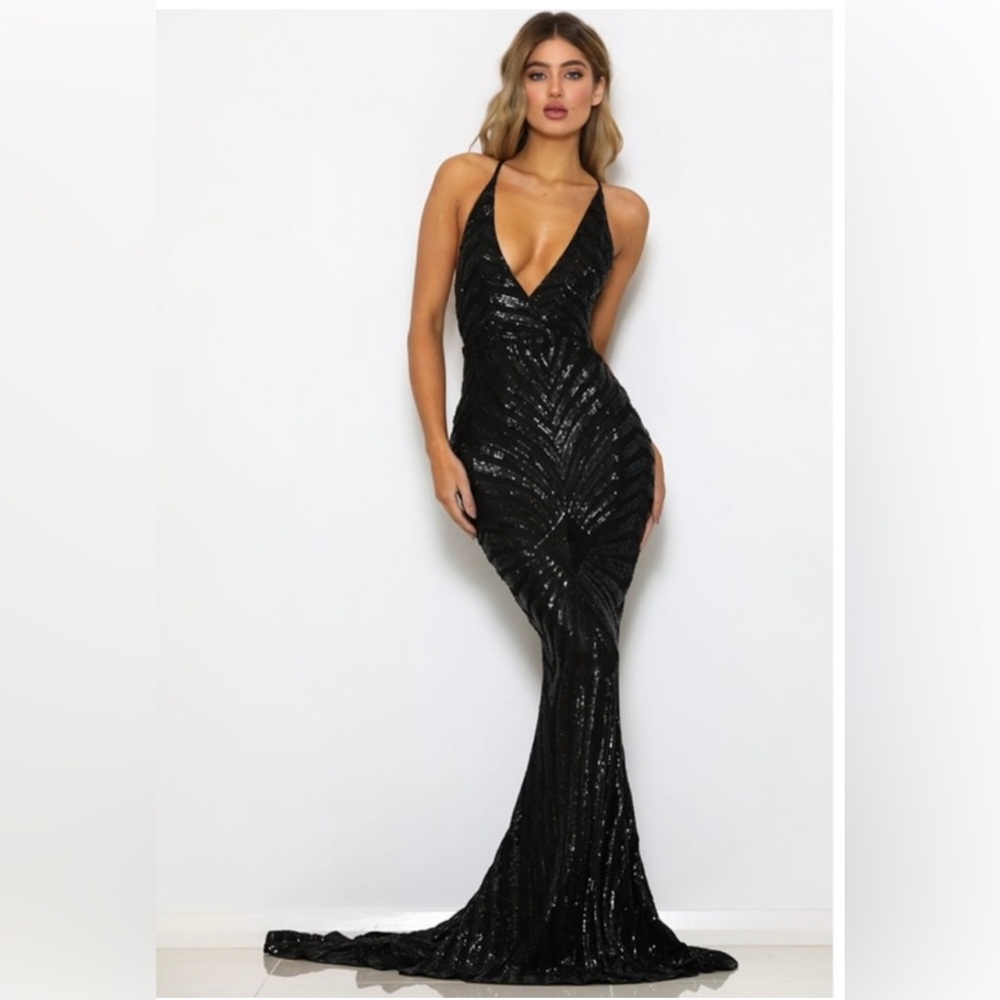 Abyss by Abby Black Sequin Valentina Full Length Gown
